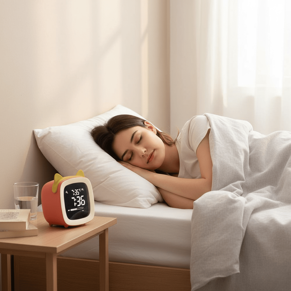 Junips | BunnyGlow - LED Alarm Clock – Night Light with Digital Display & Timer