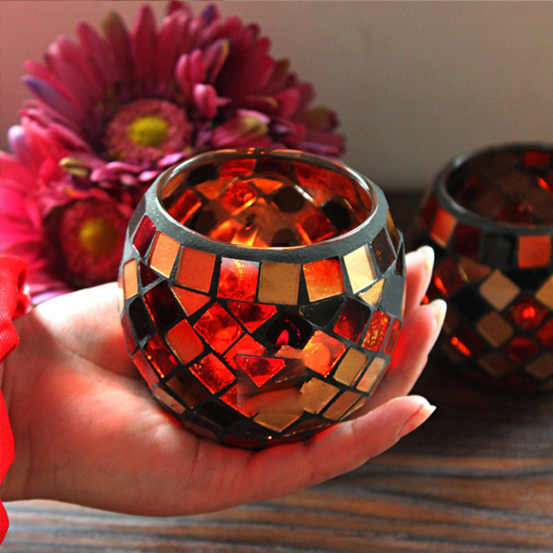 Junips | European Retro Glass Mosaic Tealight Holder