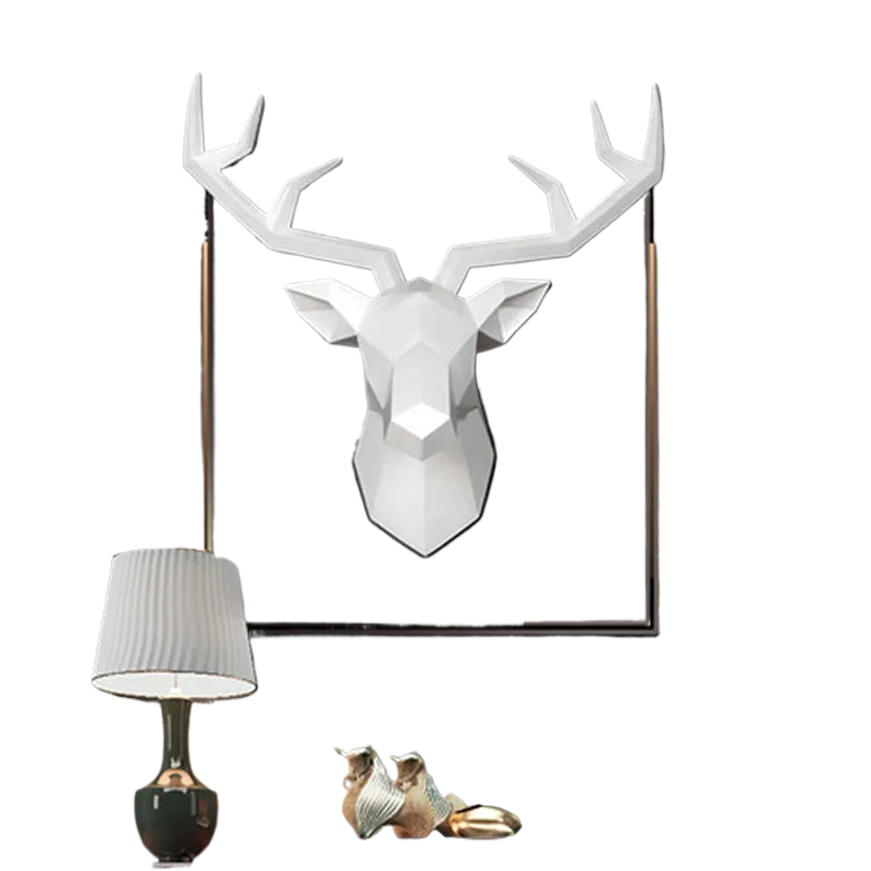Junips | Deer Head Sculpture Animal Statue Figures Wall Hanging Creative Moose Art Antlers Statuette for Office Decor Wall Mounting