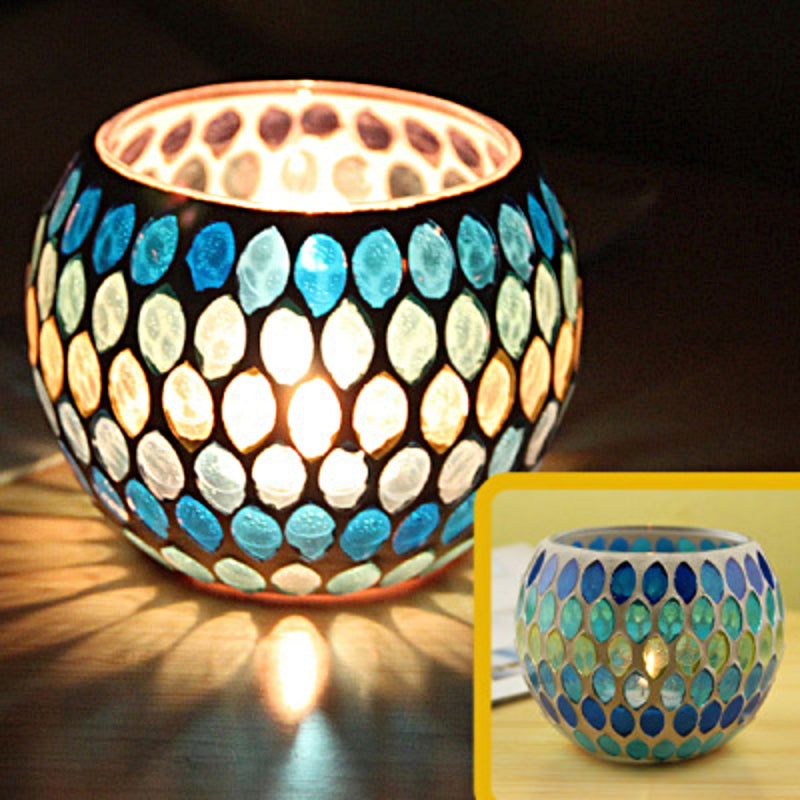 Junips | European Retro Glass Mosaic Tealight Holder