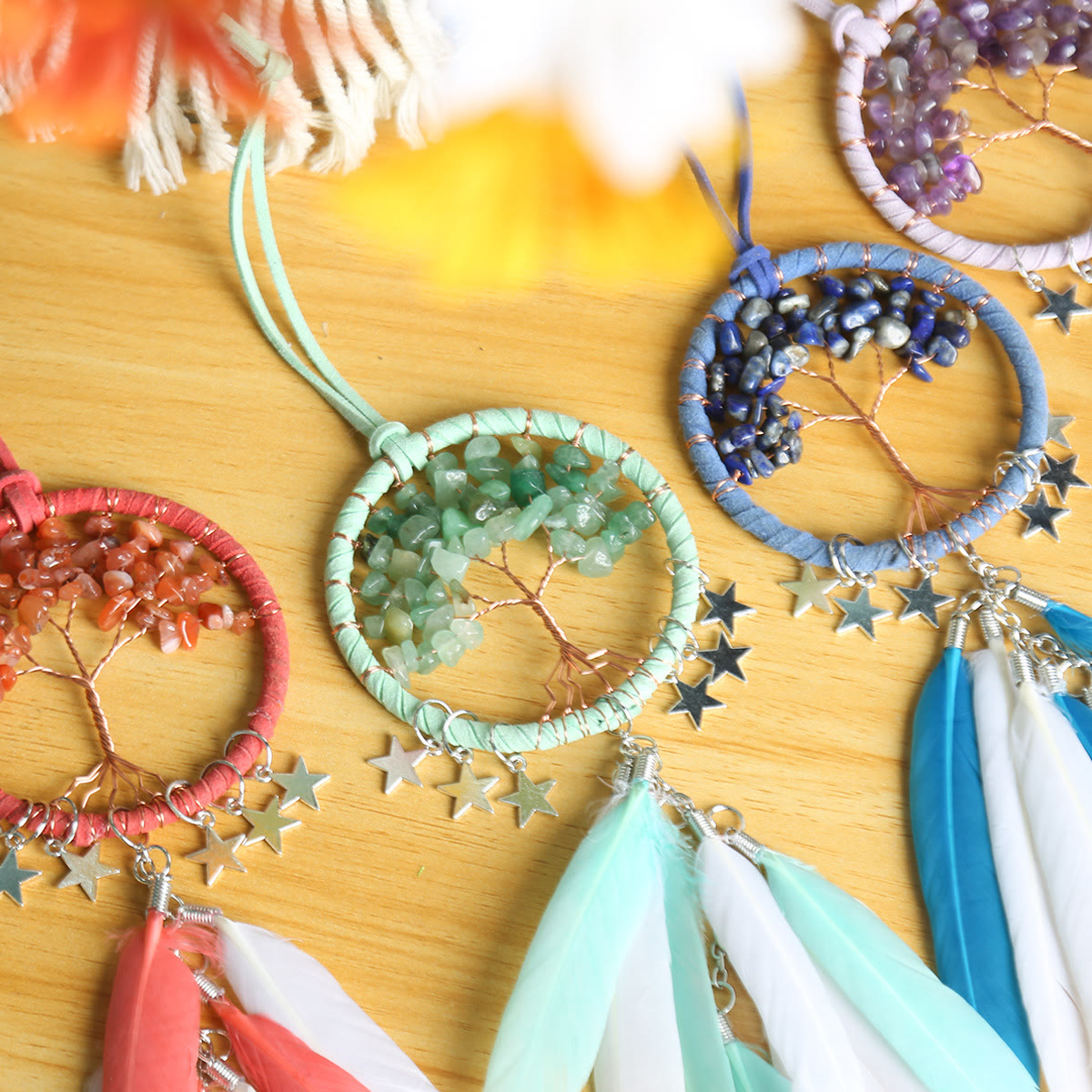 Junips | Frendorf Tree of Life Gemstone Dreamcatcher Hanging Jewelry