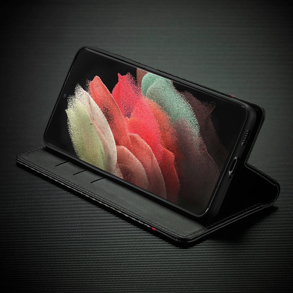 Junips | S23 Phone case | Card holder made of carbon fiber leather with magnetic closure