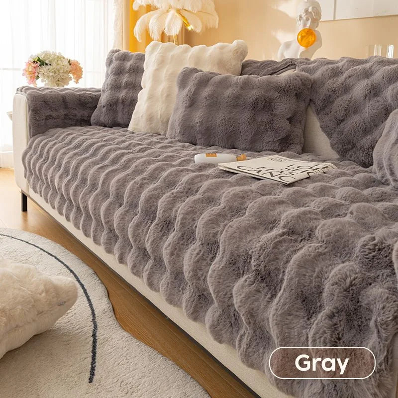 Junips | Rabbit Fleece Sofa Cover | Non-Slip Plush Protector | Machine Washable | Soft & Cozy Home Decor