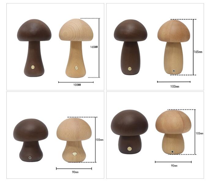 Junips | LumoNight Wooden Mushroom Night Light – LED Bedside Lamp with Touch Control