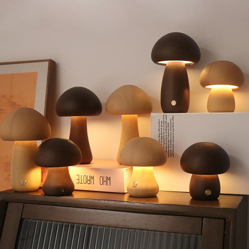 Junips | Table Lamp with Wooden Mushroom Design