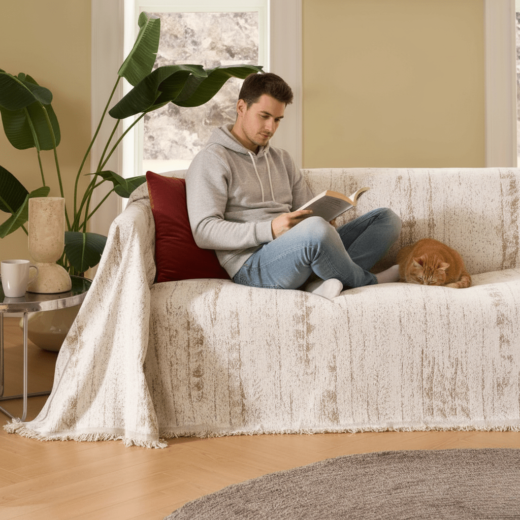 Junips | CHENILUX – Elegant Chenille Sofa Cover for Protection & Style