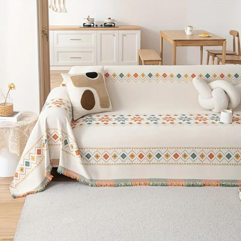 Junips | Bohemian Tassel Sofa Cover Cotton Blend