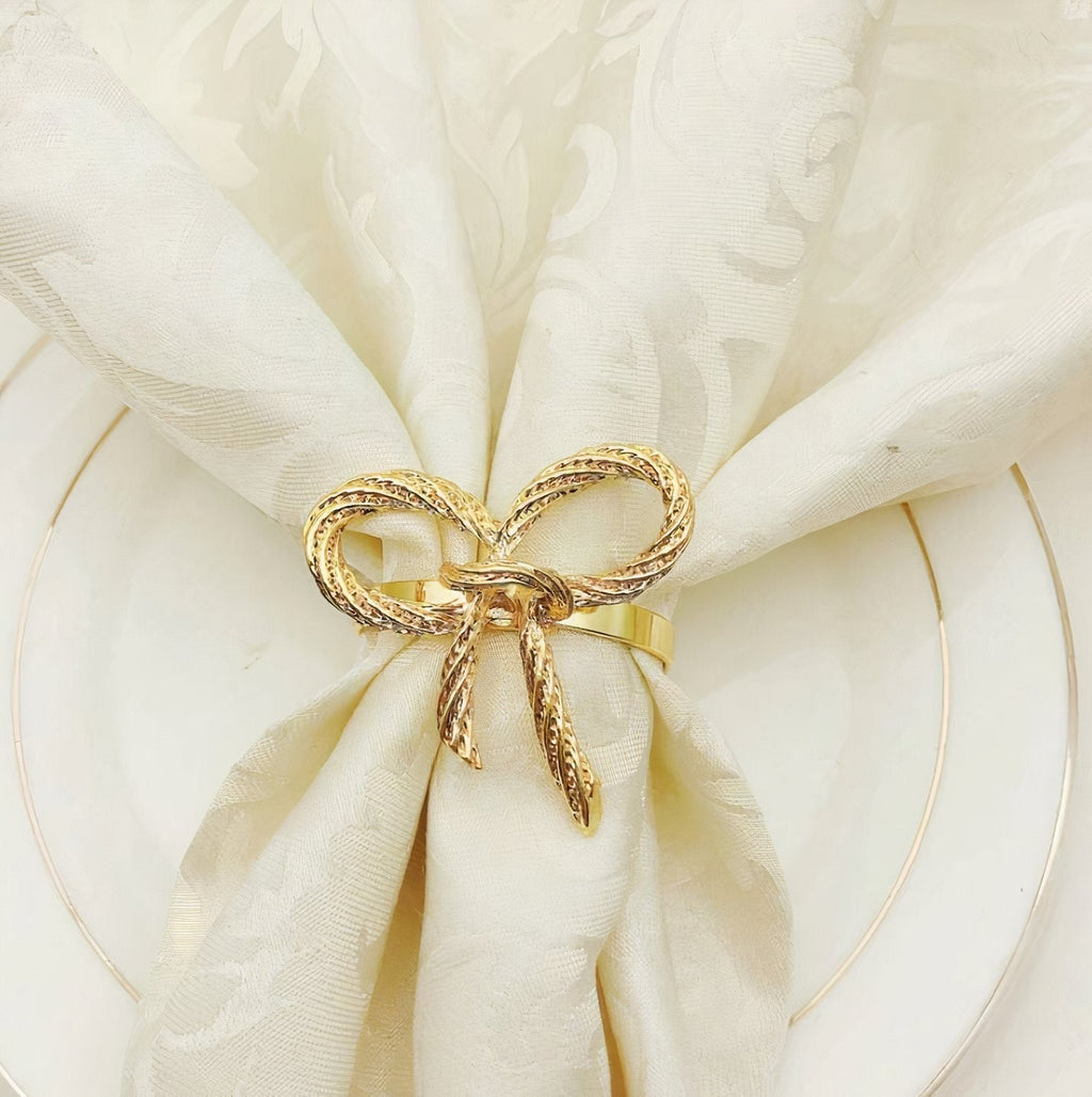 Junips | Bow Napkin Ring Set of 6 for Home Decor
