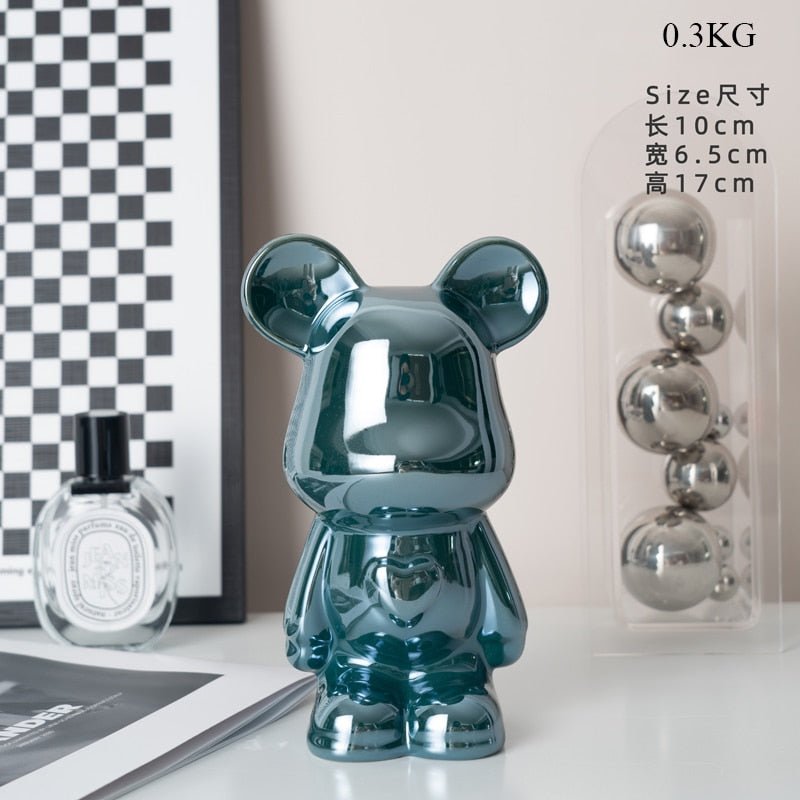 Junips | Colorful Ceramic Bear Sculpture and Statue Piggy Bank Desk Ornament