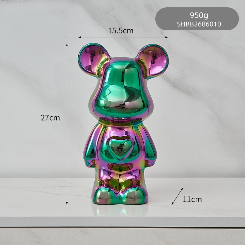Junips | Colorful Ceramic Bear Sculpture and Statue Piggy Bank Desk Ornament