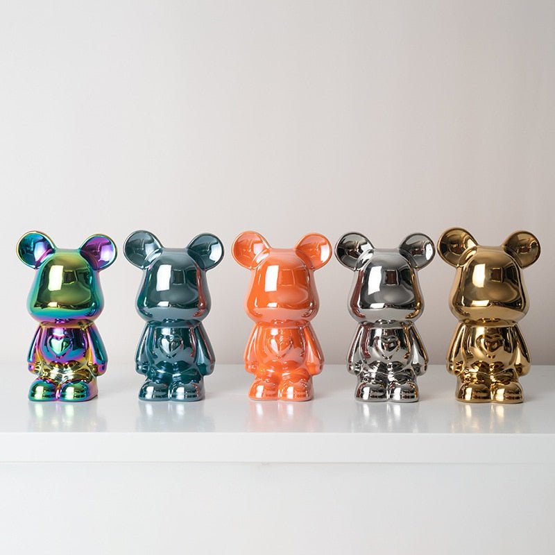 Junips | Colorful Ceramic Bear Sculpture and Statue Piggy Bank Desk Ornament