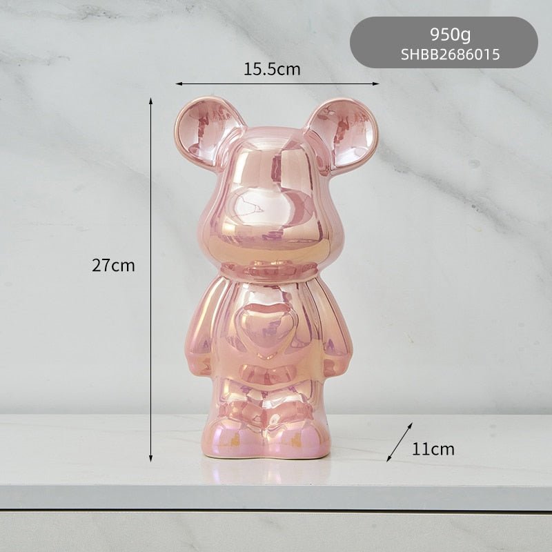 Junips | Colorful Ceramic Bear Sculpture and Statue Piggy Bank Desk Ornament