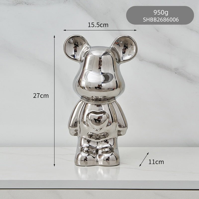 Junips | Colorful Ceramic Bear Sculpture and Statue Piggy Bank Desk Ornament