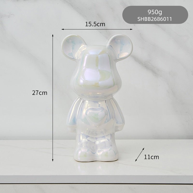 Junips | Colorful Ceramic Bear Sculpture and Statue Piggy Bank Desk Ornament