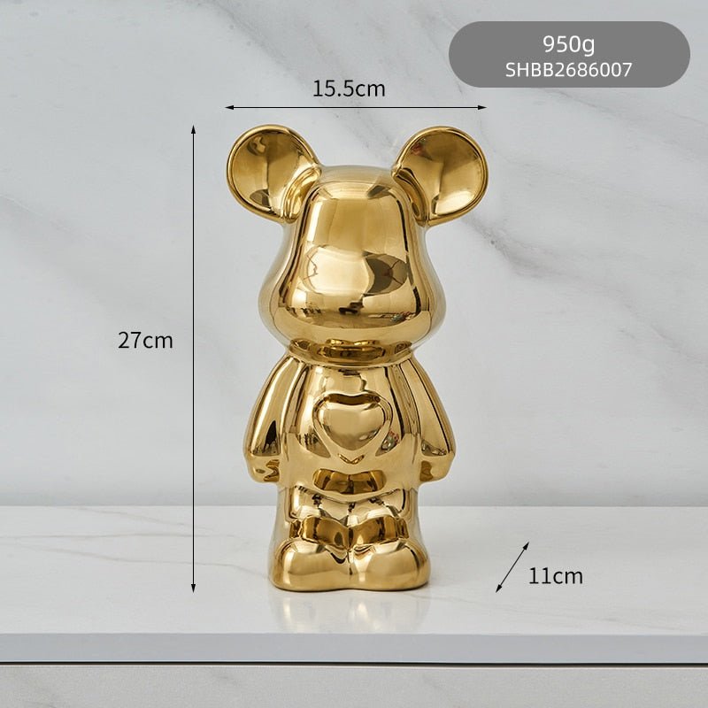 Junips | Colorful Ceramic Bear Sculpture and Statue Piggy Bank Desk Ornament
