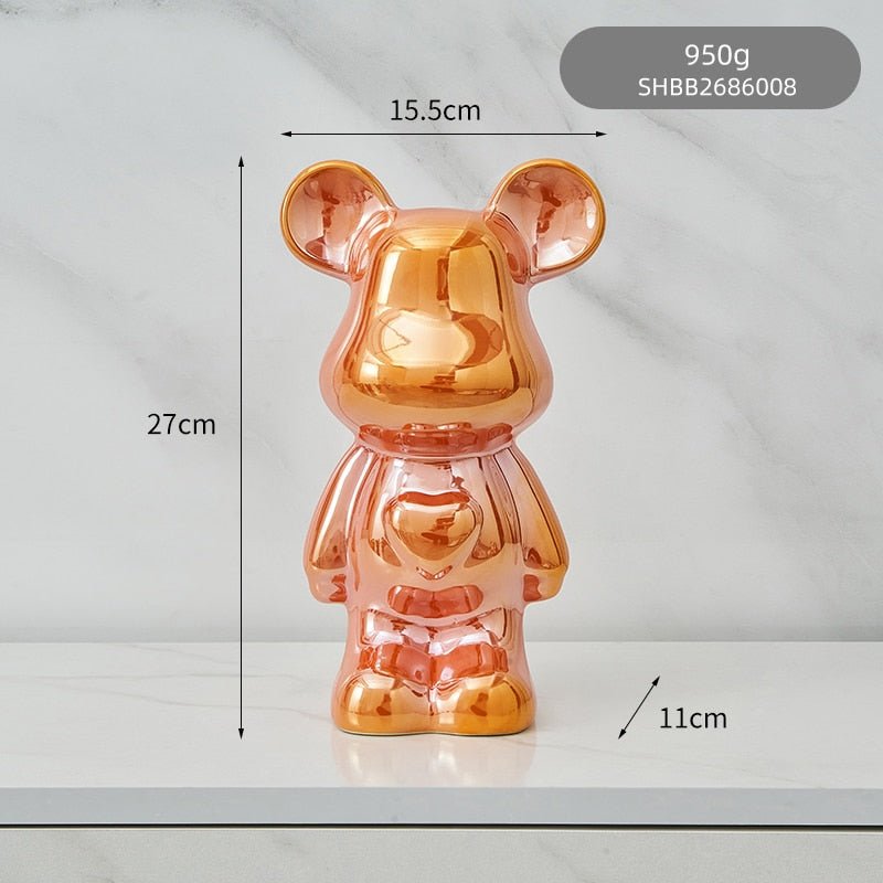 Junips | Colorful Ceramic Bear Sculpture and Statue Piggy Bank Desk Ornament