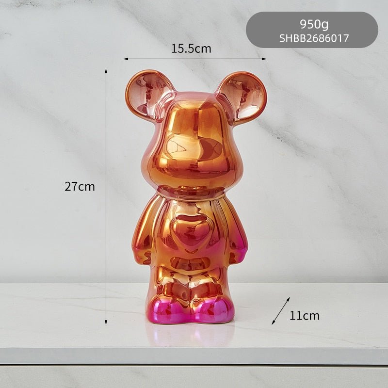 Junips | Colorful Ceramic Bear Sculpture and Statue Piggy Bank Desk Ornament