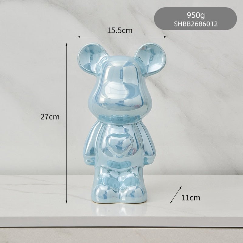 Junips | Colorful Ceramic Bear Sculpture and Statue Piggy Bank Desk Ornament