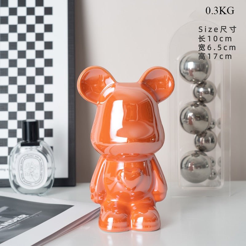 Junips | Colorful Ceramic Bear Sculpture and Statue Piggy Bank Desk Ornament