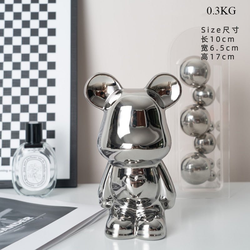 Junips | Colorful Ceramic Bear Sculpture and Statue Piggy Bank Desk Ornament