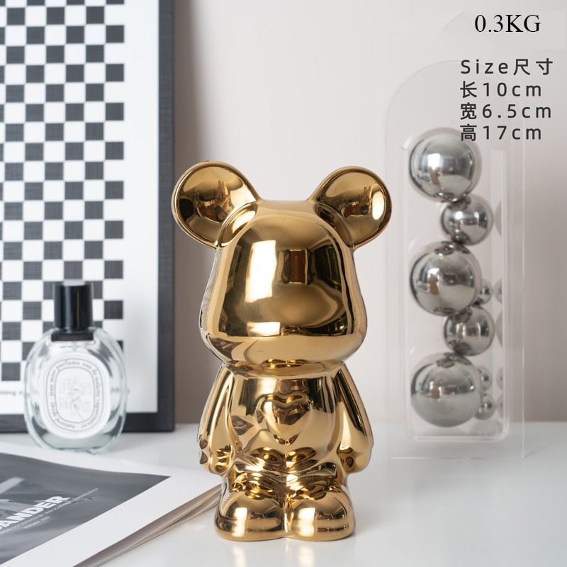 Junips | Colorful Ceramic Bear Sculpture and Statue Piggy Bank Desk Ornament