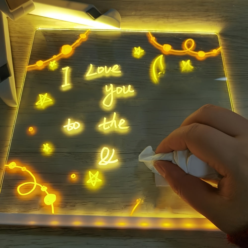 Junips | USB LED Noteboard with 12 Colored Pens - Bright Message Board for Office & Home