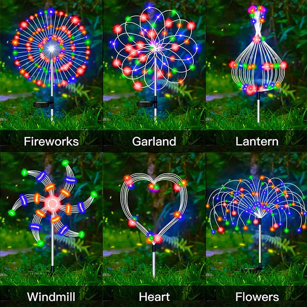 Junips | 4 Piece Solar Firework Garden Lights - Weatherproof LED Decorative Lighting, Solar Energy for Garden and Patio