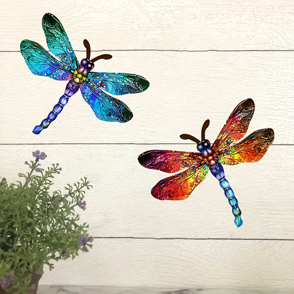 Junips | 1/2 piece vibrant dragonfly wall art made of metal – artistic outdoor decoration for gardens, homes, and events – durable, versatile, and eye-catching – a perfect gift idea for any occasion