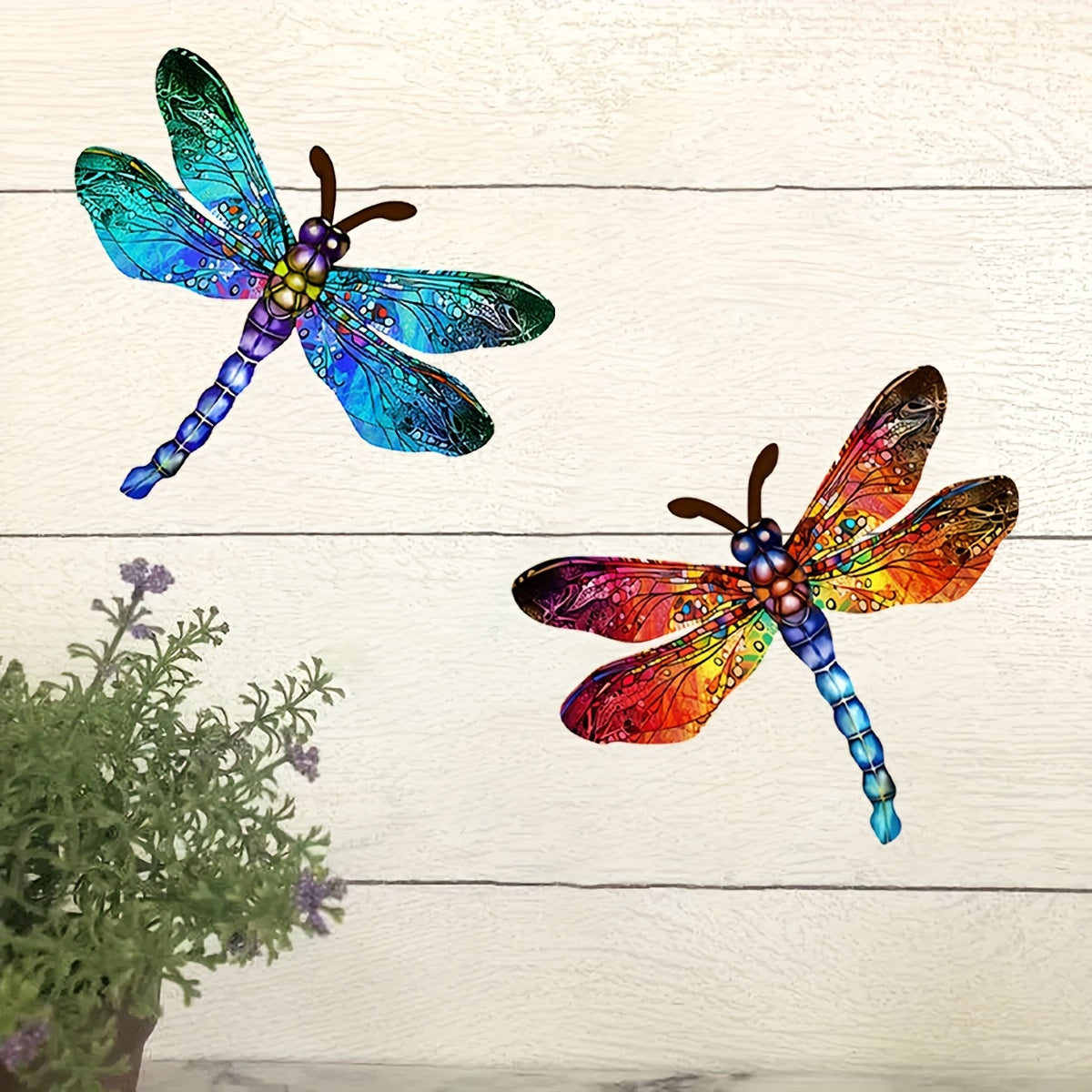 Junips | 1/2 piece vibrant dragonfly wall art made of metal – artistic outdoor decoration for gardens, homes, and events – durable, versatile, and eye-catching – a perfect gift idea for any occasion