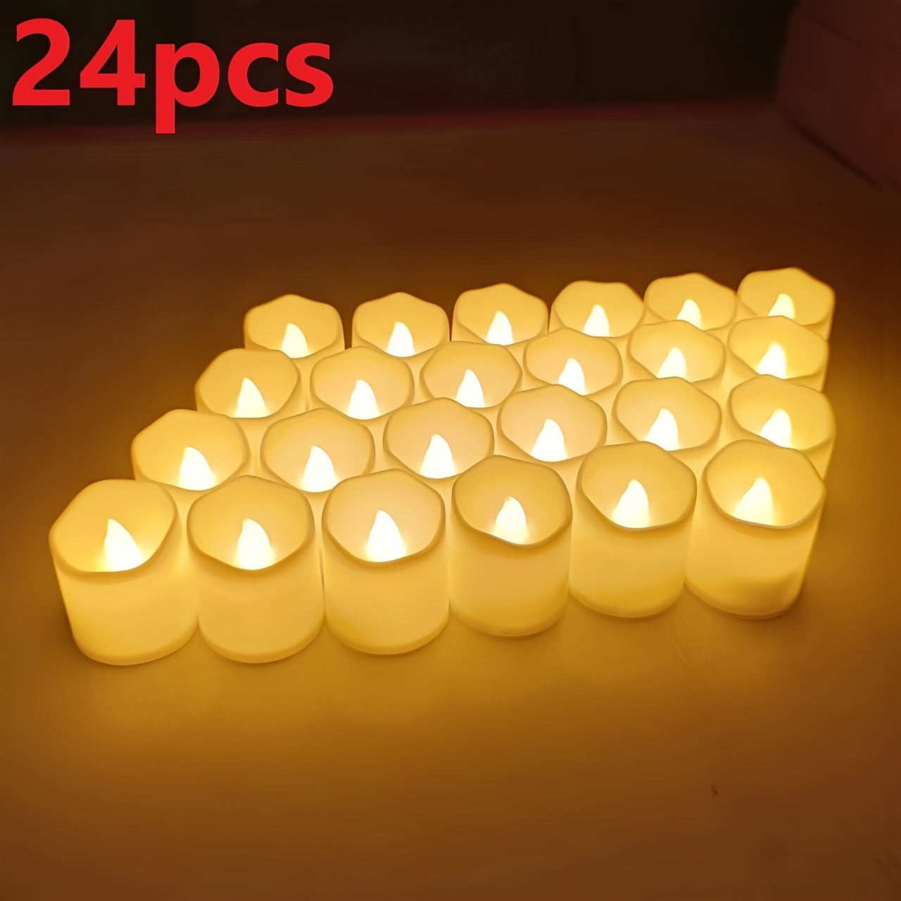 Junips | 24/50/100 Pack flameless LED candles – battery-operated flickering tealights, smokeless and romantic for weddings and engagements