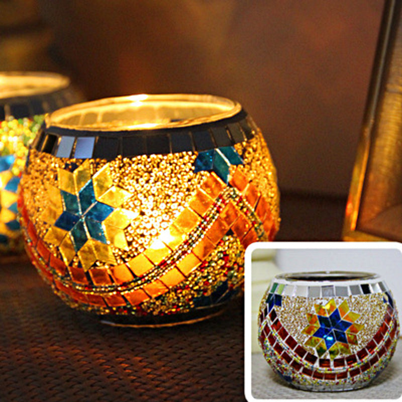 Junips | European Retro Glass Mosaic Tealight Holder
