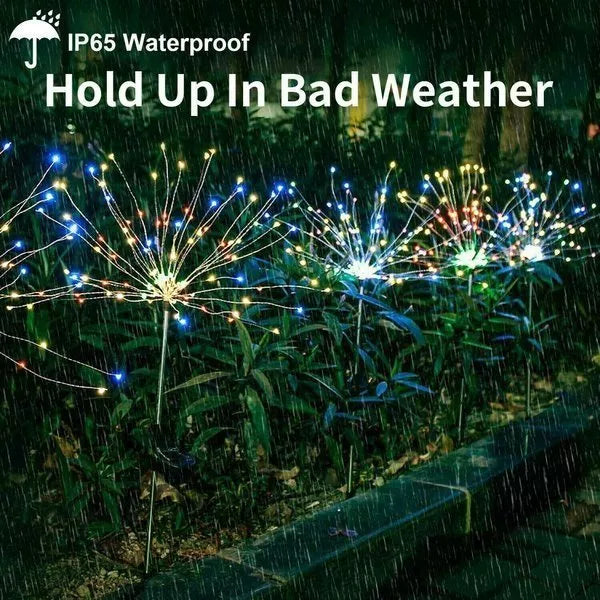 Junips | 4 Piece Solar Firework Garden Lights - Weatherproof LED Decorative Lighting, Solar Energy for Garden and Patio