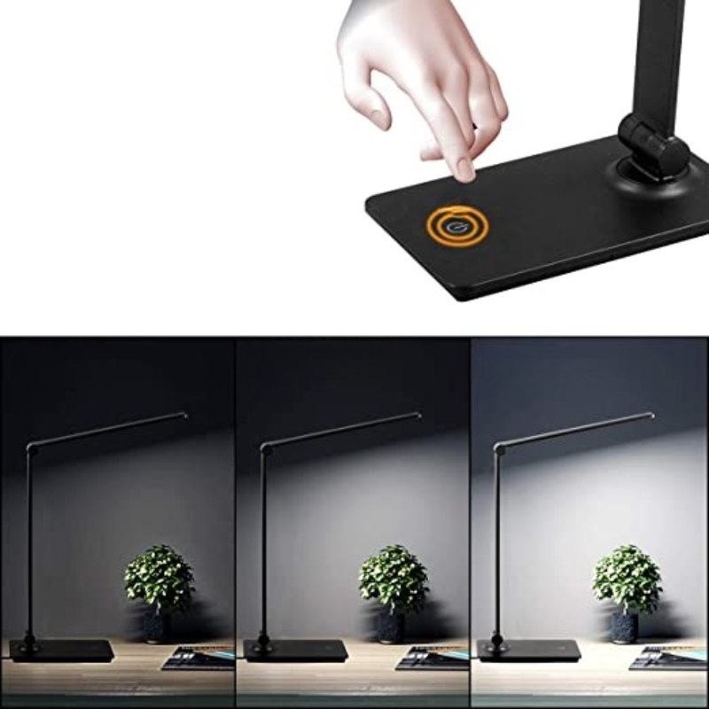Junips | LED desk lamp, touch control desk lamp with 3 brightness levels, dimmable office lamp with adjustable arm, foldable table lamp for desk bedroom nightstand office