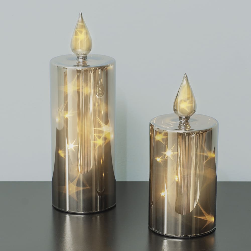Junips | LED Smoky 2pc. Glass Candle Set