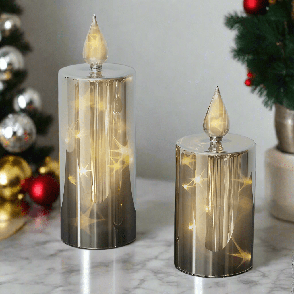 Junips | LED Smoky 2pc. Glass Candle Set