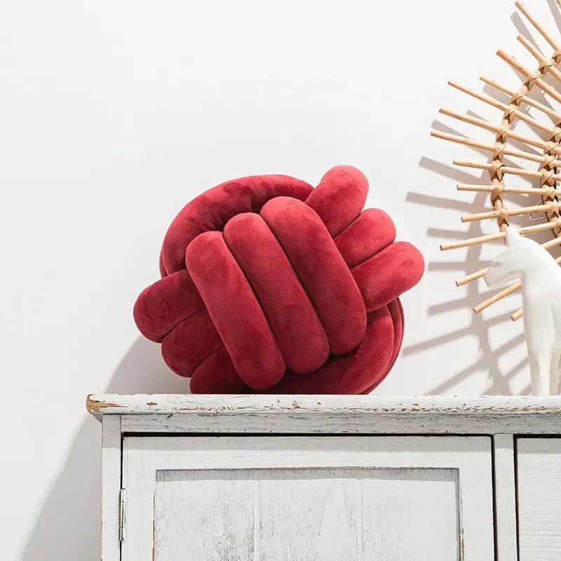 Junips | Decorative knotted suede-look ball soft cushion