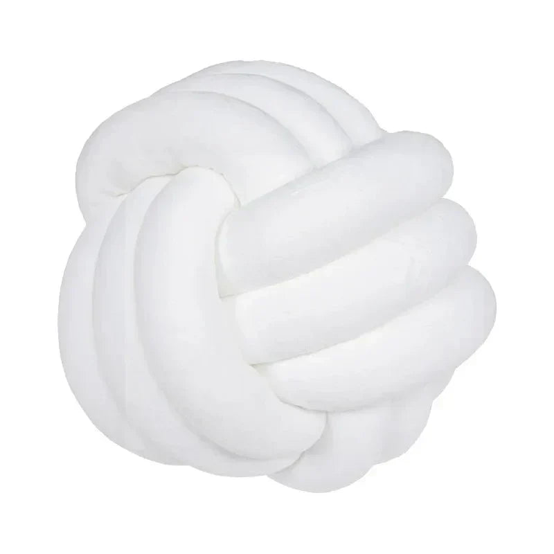 Junips | Decorative, soft cushion with knotted ball in suede look
