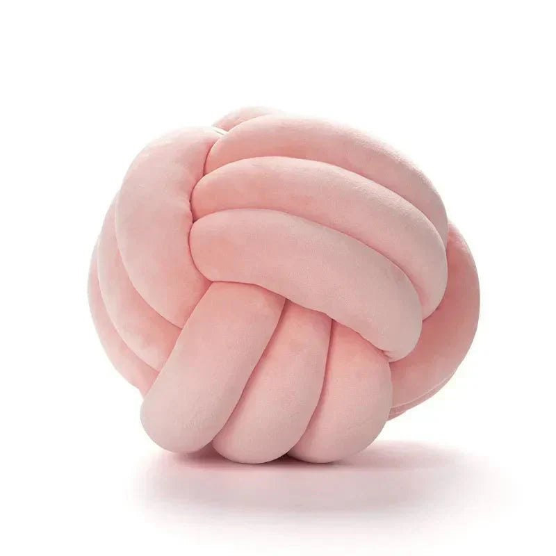 Junips | Decorative, soft cushion with knotted ball in suede look