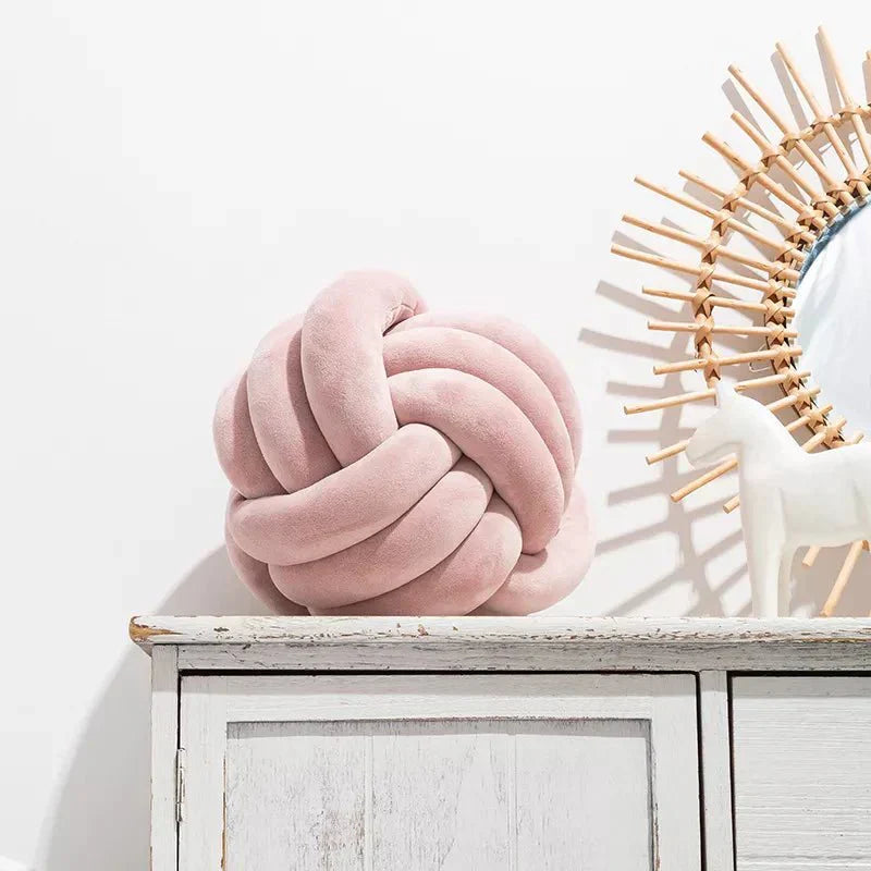 Junips | Decorative knotted suede-look ball soft cushion