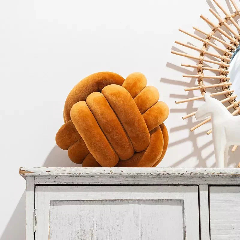 Junips | Decorative knotted suede-look ball soft cushion