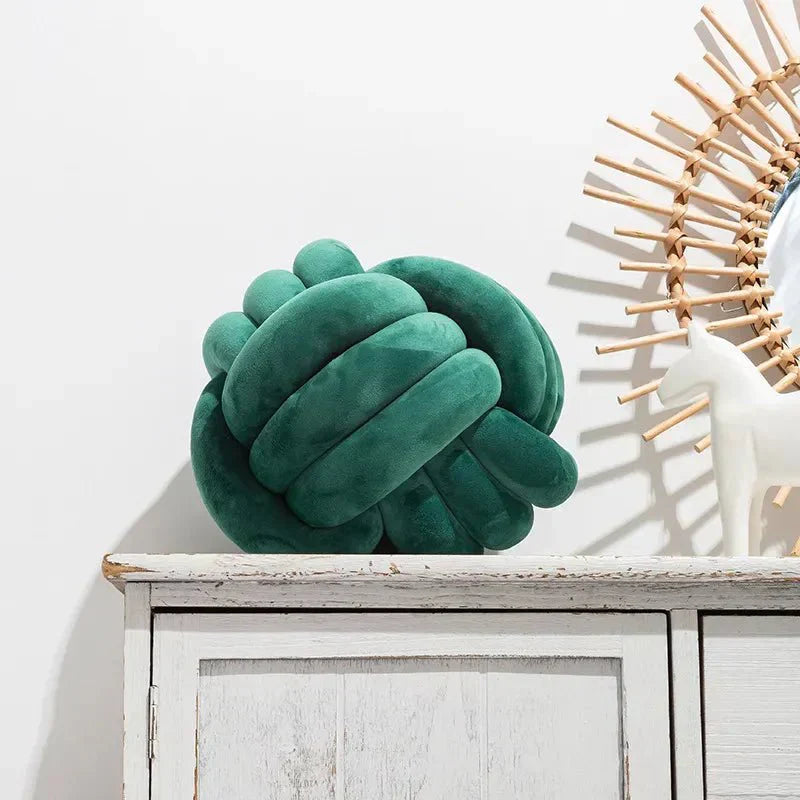 Junips | Decorative knotted suede-look ball soft cushion
