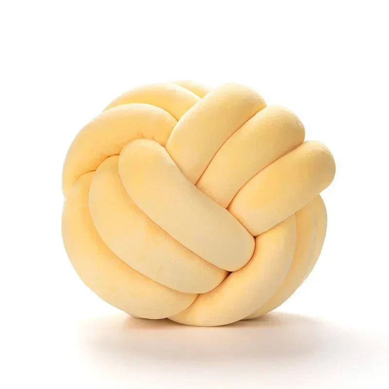 Junips | Decorative, soft cushion with knotted ball in suede look