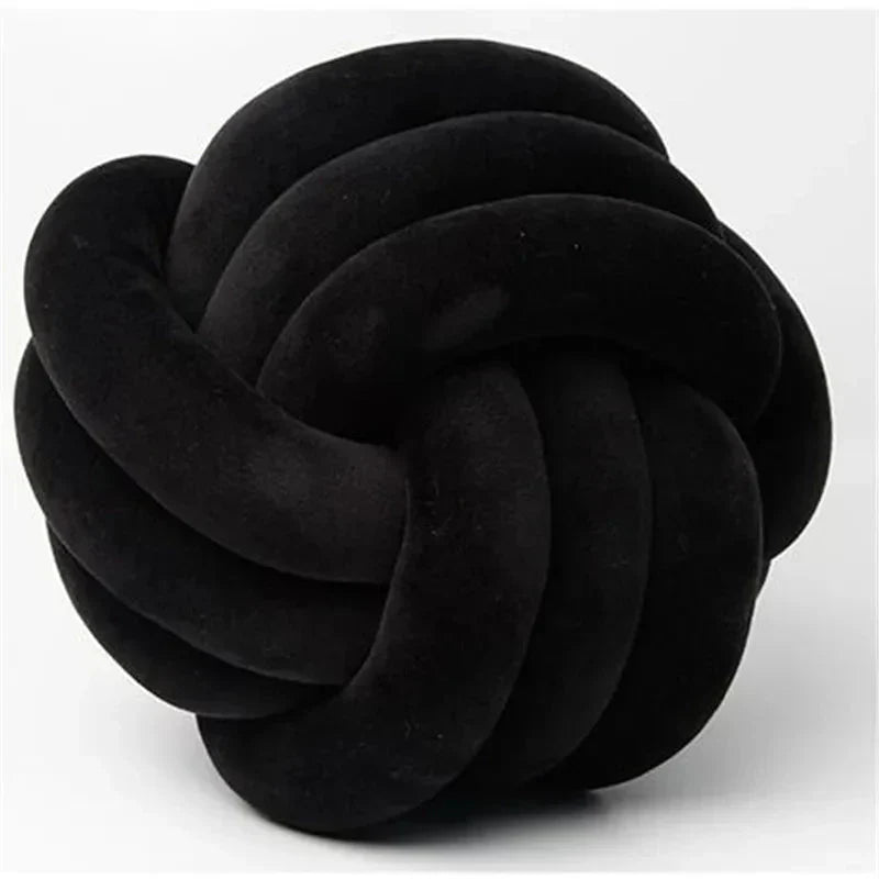 Junips | Decorative, soft cushion with knotted ball in suede look