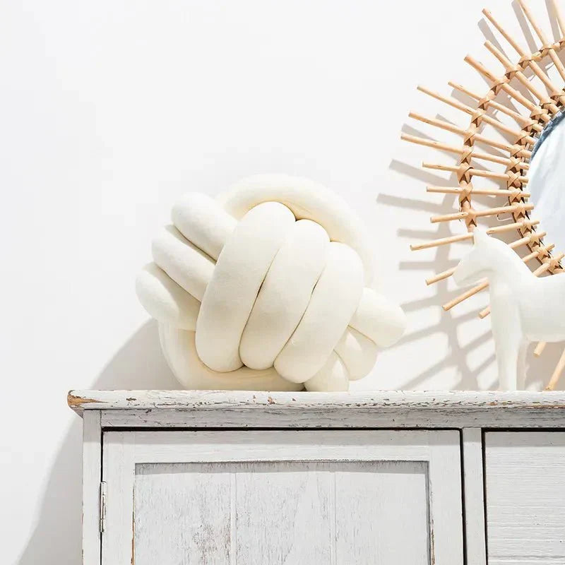 Junips | Decorative knotted suede-look ball soft cushion