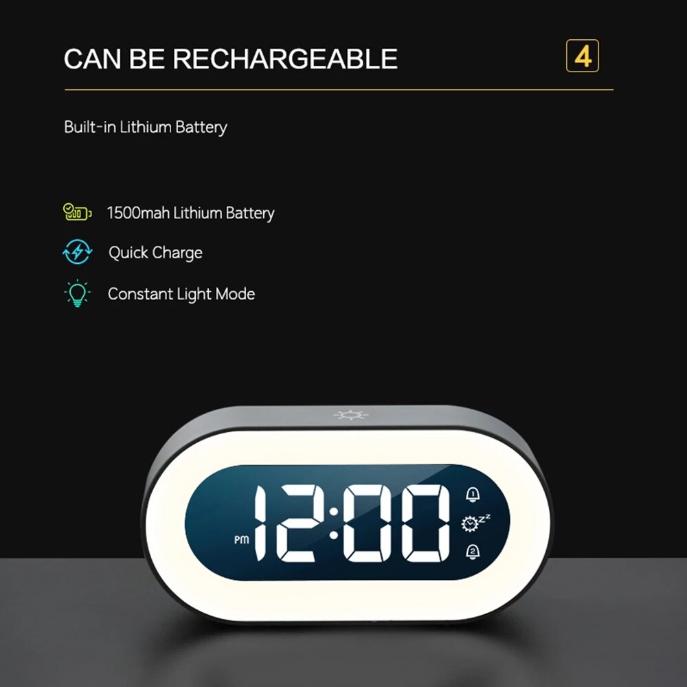 Junips | Digital Alarm Clock with Night Light - Lumino