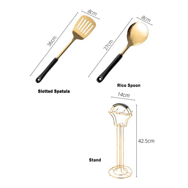 Junips | Golden Kitchen Utensils with Stand