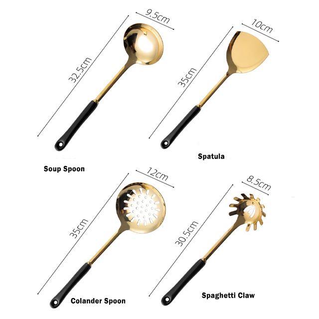 Junips | Golden Kitchen Utensils with Stand