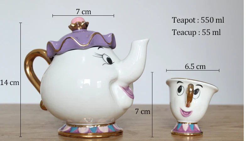 Junips | Limited Cartoon Beauty and the Beast Bone China Cup Tea Set Mrs. Potts and Chips Teapot Coffee Cups Set
