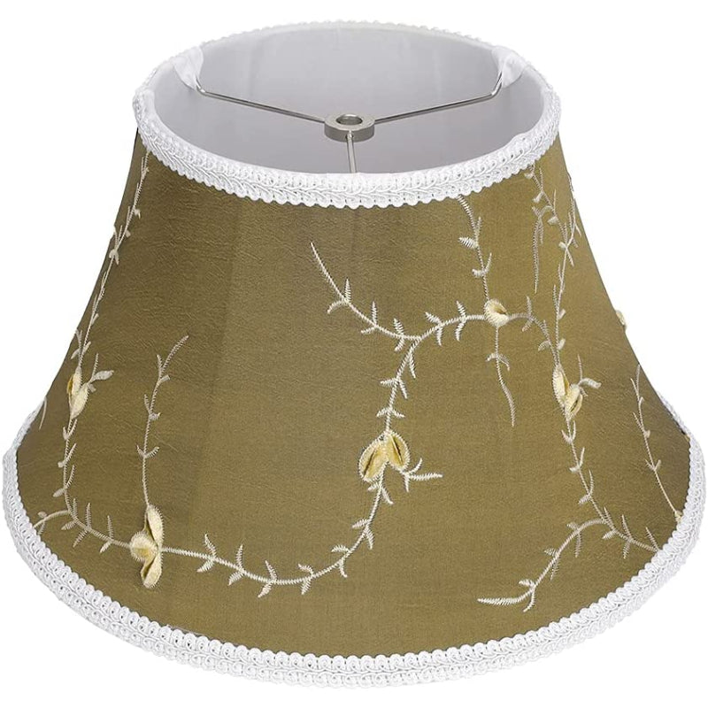 Junips | Medium lampshade, barrel fabric lampshade for table lamp and floor lamp, 7x13x7.8 inches, natural ventilated linen, handmade, spider (white)