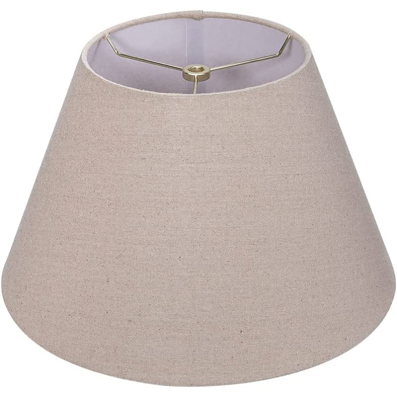 Junips | Medium lampshade, barrel fabric lampshade for table lamp and floor lamp, 7x13x7.8 inches, natural ventilated linen, handmade, spider (white)